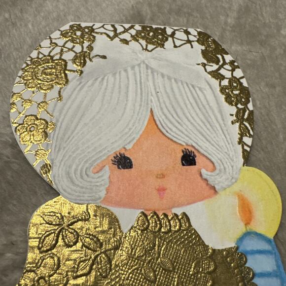 Vintage Hallmark Used Christmas Card Angel Holding Candle - Picture 6 of 6